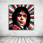 Pop Art Neil Young Acrylglas - 100 x 100 cm op Acrylaat glas + Inox Spacers / RVS afstandhouders - Popart Wanddecoratie