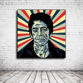 Lou Reed Pop Art Canvas - 90 x 90 cm - Canvasprint - Op dennenhouten kader - Geprint Schilderij - Popart Wanddecoratie