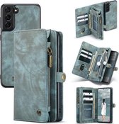 CaseMe - Samsung Galaxy S21 FE Hoesje - 2 in 1 Book Case en Back Cover - Blauw