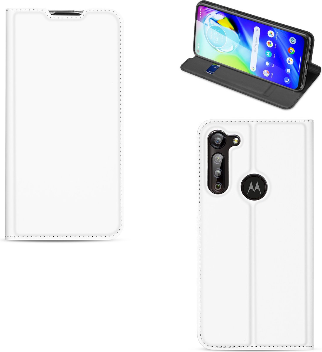 Flip Hoesje Moto G8 Power Wit met Pashouder