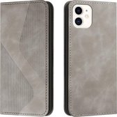 Skin Feel Magnetisch S-type Effen Kleur Horizontale Flip Leren Hoes Met Houder & Kaartsleuf & Portemonnee Voor iPhone 11 (Grijs)