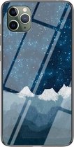 Sterrenhemel geschilderd gehard glas TPU schokbestendig beschermhoes voor iPhone 11 Pro Max (Star Chess Rob)