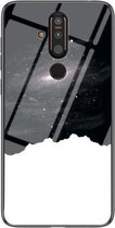 Voor Nokia X71 Sterrenhemel Geschilderd Gehard Glas TPU Schokbestendige Beschermhoes (Universe Sterrenhemel)