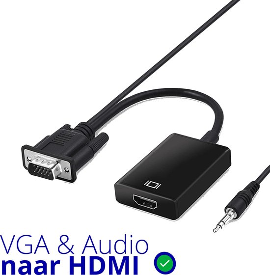 Garpex® VGA (+ Audio) naar HDMI Adapter Converter Universeel - Met 3.5MM  Jack Aux &... | bol.com