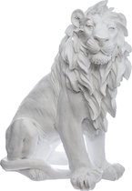 Beeldje Leeuw – Decoratie Beeld – Leeuw Beeld – Sierobject – Wit – Luxe Uitstraling – Big Five – Big Cat – Polyresin – 25.5x13.5x31.5cm