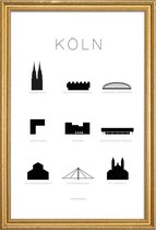 JUNIQE - Poster met houten lijst Köln -40x60 /Wit & Zwart