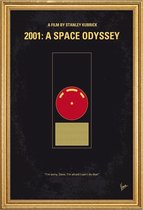 JUNIQE - Poster met houten lijst 2001 - A Space Odyssey -20x30 /Geel &