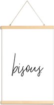 JUNIQE - Posterhanger Bisous -40x60 /Wit & Zwart