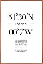JUNIQE - Poster met kunststof lijst London -20x30 /Wit & Zwart