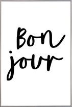 JUNIQE - Poster met kunststof lijst Bonjour -40x60 /Wit & Zwart
