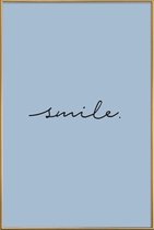 JUNIQE - Poster met kunststof lijst Smile -20x30 /Blauw