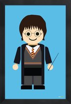 JUNIQE - Poster met houten lijst Harry Potter Toy -40x60 /Blauw &