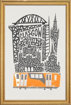 JUNIQE - Poster met houten lijst Glasgow Cityscape -13x18 /Grijs &