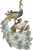 Gerimport Beeld Pauw Guri 19 X 9 X 26 Cm Polyresin Wit/goud