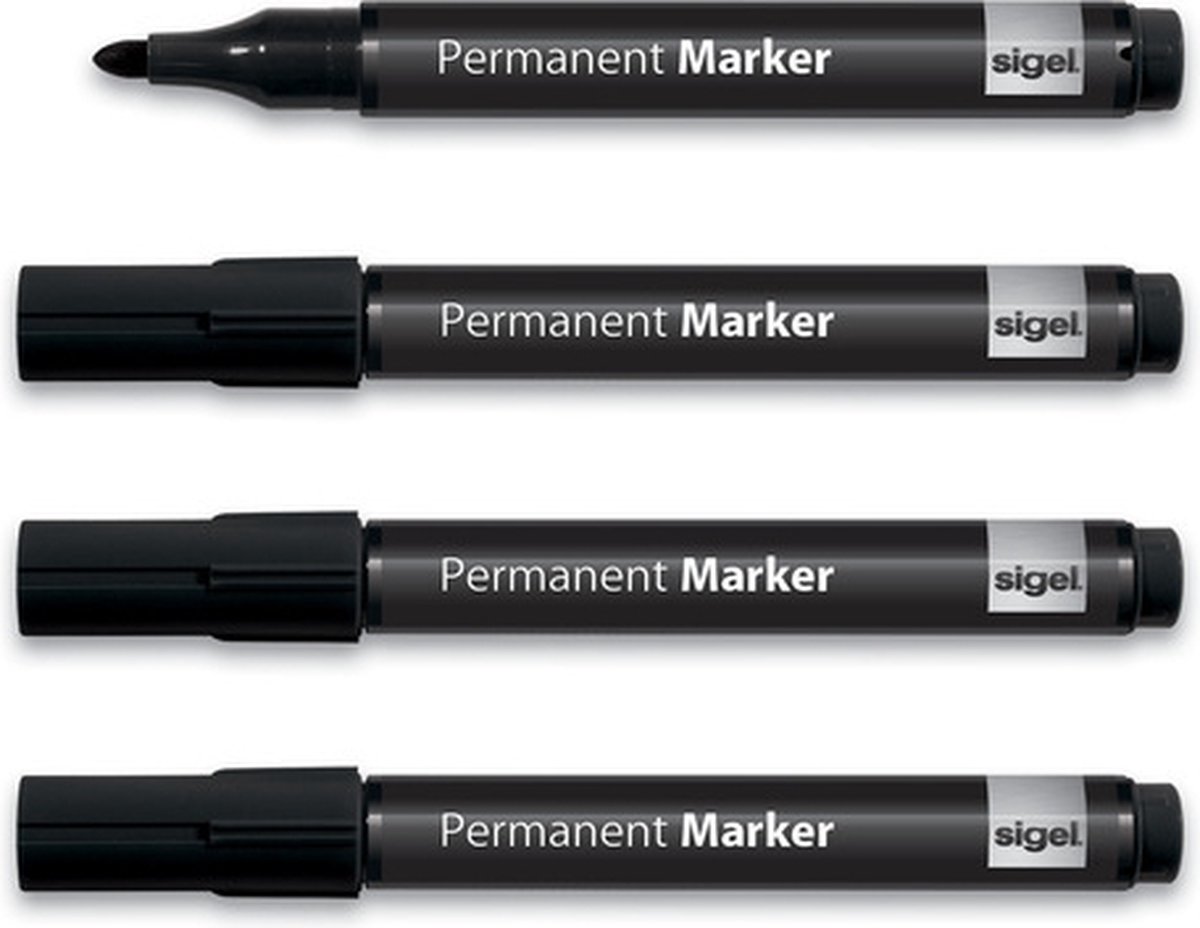 Sigel - Permanent markeerstift - Zwart - 4stuk(s)