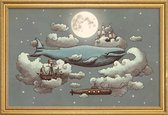 JUNIQE - Poster met houten lijst Ocean meets sky -13x18 /Blauw & Grijs