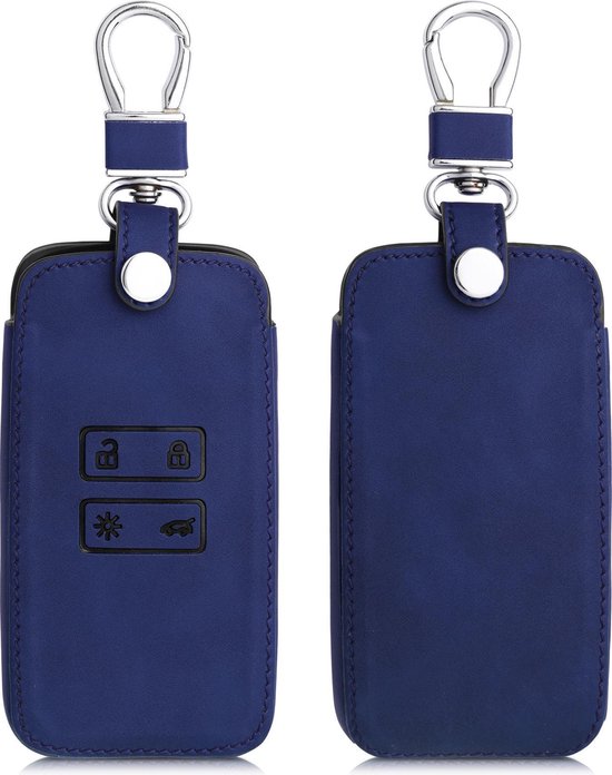 kwmobile autosleutelhoes compatibel met Renault 4-knops Smartkey autosleutel (alleen Keyless Go) - beschermhoes van imitatieleer - Vintage Kompas - grijs