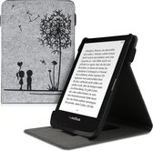 kwmobile étui pour Pocketbook Touch Lux 4/ Lux 5/Touch HD 3/Color (2020) - étui de protection e-reader avec poignée - Dandelions Love design - noir / gris clair