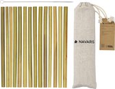 Navaris 14x herbruikbare bamboe drinkrietjes - Rietjes met reinigingsborsteltje en opbergtasje - 100% biologisch afbreekbaar