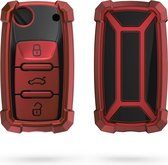 kwmobile autosleutelhoes voor VW Skoda Seat 3-knops autosleutel - TPU beschermhoes - sleutelcover - Transformer Sleutel design - hoogglans rood / zwart