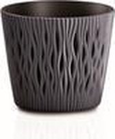 SANDY ROUND plastic potten ROUND antracietkleurige - 18,9 X 18,9 X 16,5 CM