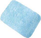 MSV Badkamerkleedje/badmat tapijt - voor de vloer - lichtblauw - 50 x 70 cm - Microfibre - langharig