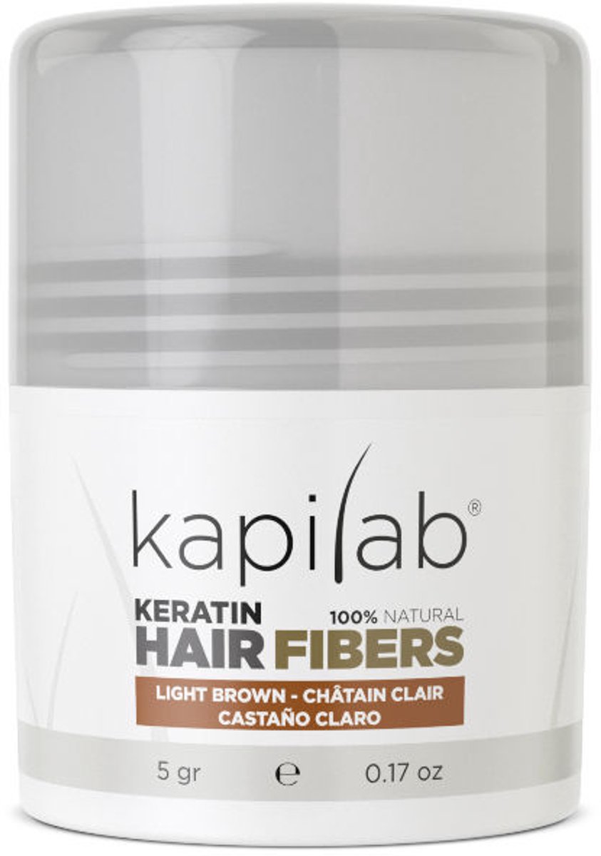 Kapilab Keratine Volumepoeder Lichtbruin - Geeft volume aan het haar - Verbergt haaruitval - 100% natuurlijk - 5 gram