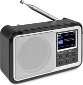 Draagbare DAB radio met Bluetooth - Audizio Anzio -  Ideaal als Bluetooth speaker, Wekkerradio of FM radio - Retro radio met accu - Zilver