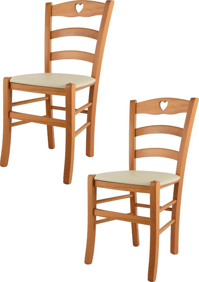 Tommychairs Cuore - Eetkamerstoelen - Set van 2 - Bruin - Kunstleer en Hout