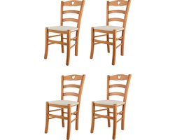 Tommychairs Cuore - Eetkamerstoelen - Set van 4 - Bruin - Stof en Hout