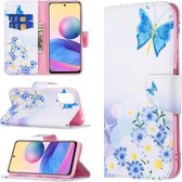 Voor Xiaomi Poco M3 Pro / Redmi Note 10 5G Gekleurd Tekenpatroon Horizontale Flip Lederen Case met Houder & Kaartsleuven & Portemonnee (Butterfly Love)