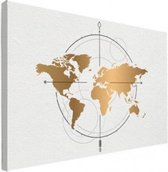 Wereldkaart Golden Compass - Canvas 100x50