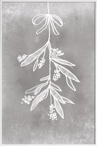 JUNIQE - Poster met kunststof lijst Mistletoe -13x18 /Grijs & Wit