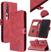 Voor Xiaomi Mi 10 5G / Mi 10 Pro 5G Stikstijl 2-kleuren Koe Textuur Horizontale Flip PU Lederen Case met Houder & Kaartsleuf & Lanyard (Rood)