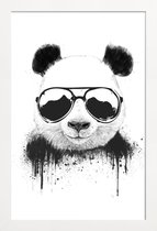 JUNIQE - Poster in houten lijst Blijf Cool Panda -30x45 /Wit & Zwart