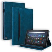 Voor Amazon Fire HD 8 2020 10e Gen Business Schokbestendige Horizontale Flip Lederen Case met Houder & Kaartsleuven & Fotolijst & Pen Slot & Slaap / Wake-up Functie (Blauw)