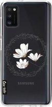 Casetastic Samsung Galaxy A41 (2020) Hoesje - Softcover Hoesje met Design - Line Art Flower Print