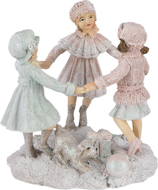 Clayre & Eef Figurine Fille 15 cm Beige Polyrésine