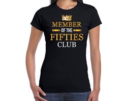 Bellatio Decorations Member of the fifties club - verjaardag cadeau - t-shirt - 50 jaar - zwart - voor dames - Sarah XXL