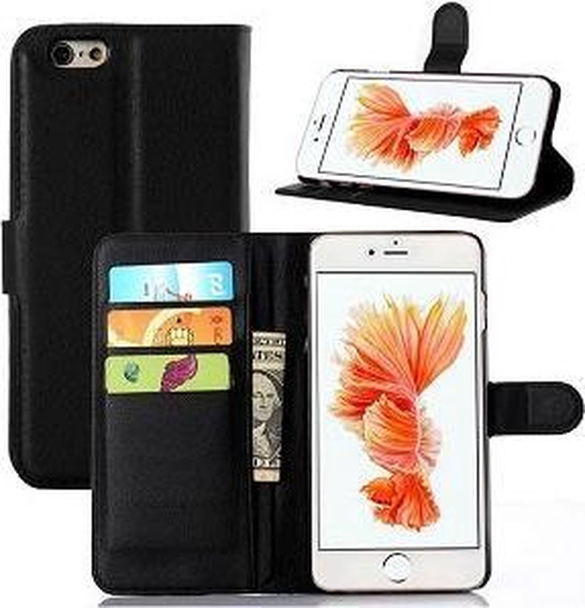 iPhone 8 Hoesje Wallet Case Zwart