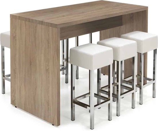 Table haute ou table de bar 160cm x 80cm de large couleur Robson Chêne