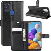 Samsung A21s Hoesje Wallet Case Zwart