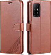 Voor OPPO A94 5G/Reno5Z 5G/F19 Pro+ 5G AZNS Schapenvacht Textuur Horizontale Flip Lederen Case met Houder & Kaartsleuven & Portemonnee (Bruin)