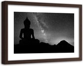Foto in frame , Boeddha voor Noorderlicht , 120x80cm , Wit zwart , Premium print