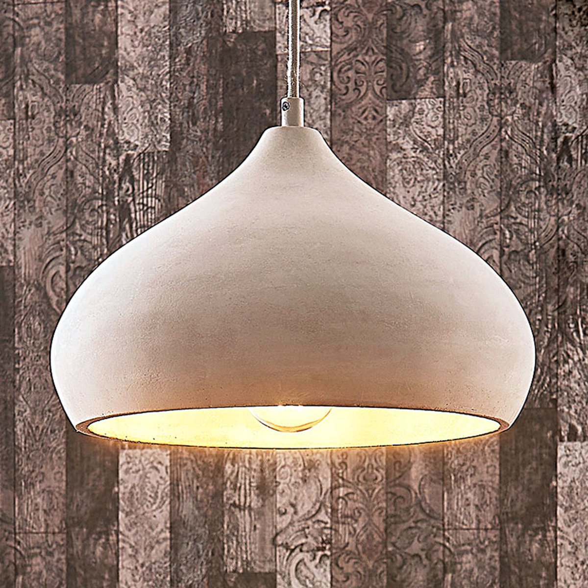 Lindby - hanglamp - 1licht - beton, metaal - H: 18 cm - E27 - beton grijs