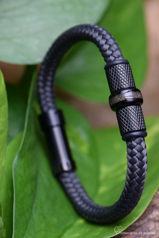 Urn-Crematie-as heren armband-Sieraad wordt voor u op maat gemaakt!-Sail Rope Heren armband antraciet-crematie-as verwerkt in rvs bedel-Design Black bedels-Herinnering-Mannen armband-Assieraad-Herdenkingsssieraad-Gedenken-Handgemaakt