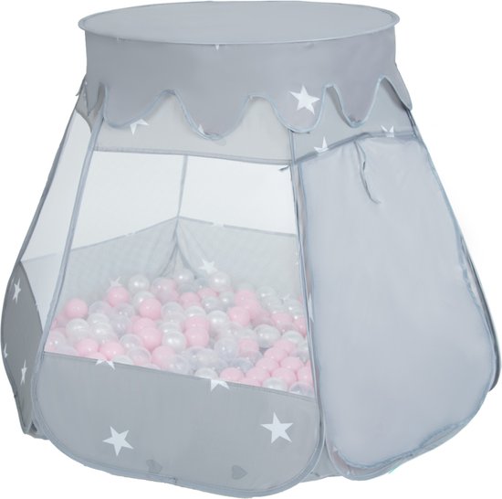 Selonis Speeltent voor kinderen met 100 ballen 105x90cm - Ballenbak Ballen - Speelhuisje binnen - Speelhuis kinderen - Ballenbak tent baby - Ballenbaktent - Grau: Geel, Groen, Blauw, Rood, Oranje van Selonis — afbeelding 2