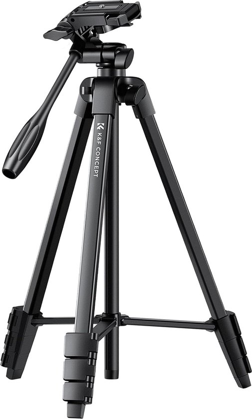 K&F B174A1 Tripod Statief voor Camera/ Mobiele Telefoon met Afstandsbediening - 153 cm Aluminium Camerastatief met Telefoonhouder