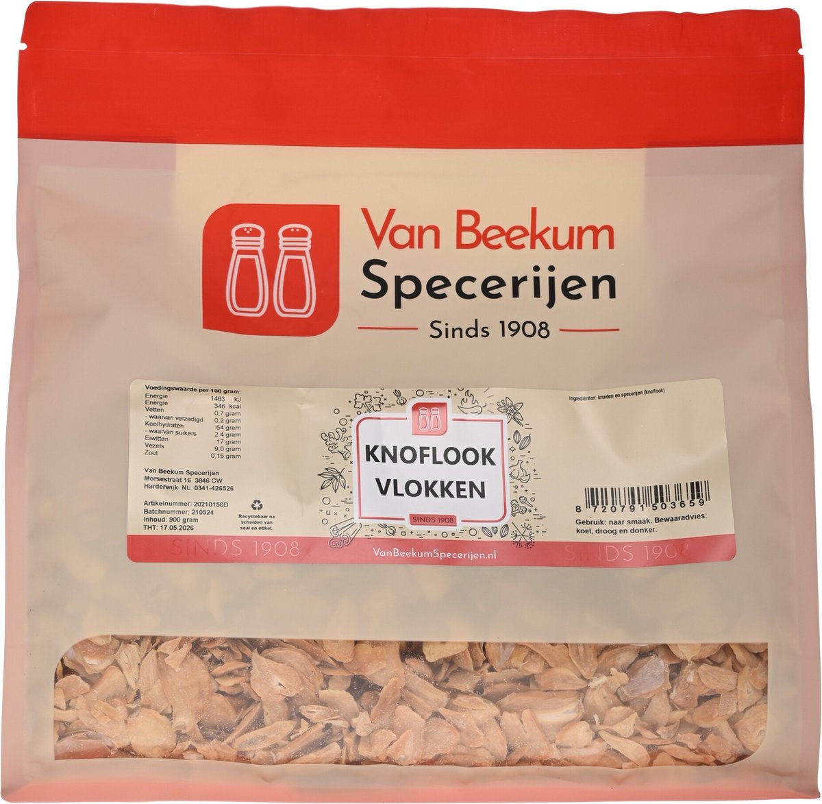 Goedkoopste Van Beekum Specerijen - Knoflook Vlokken - 900 gram (hersluitbare stazak