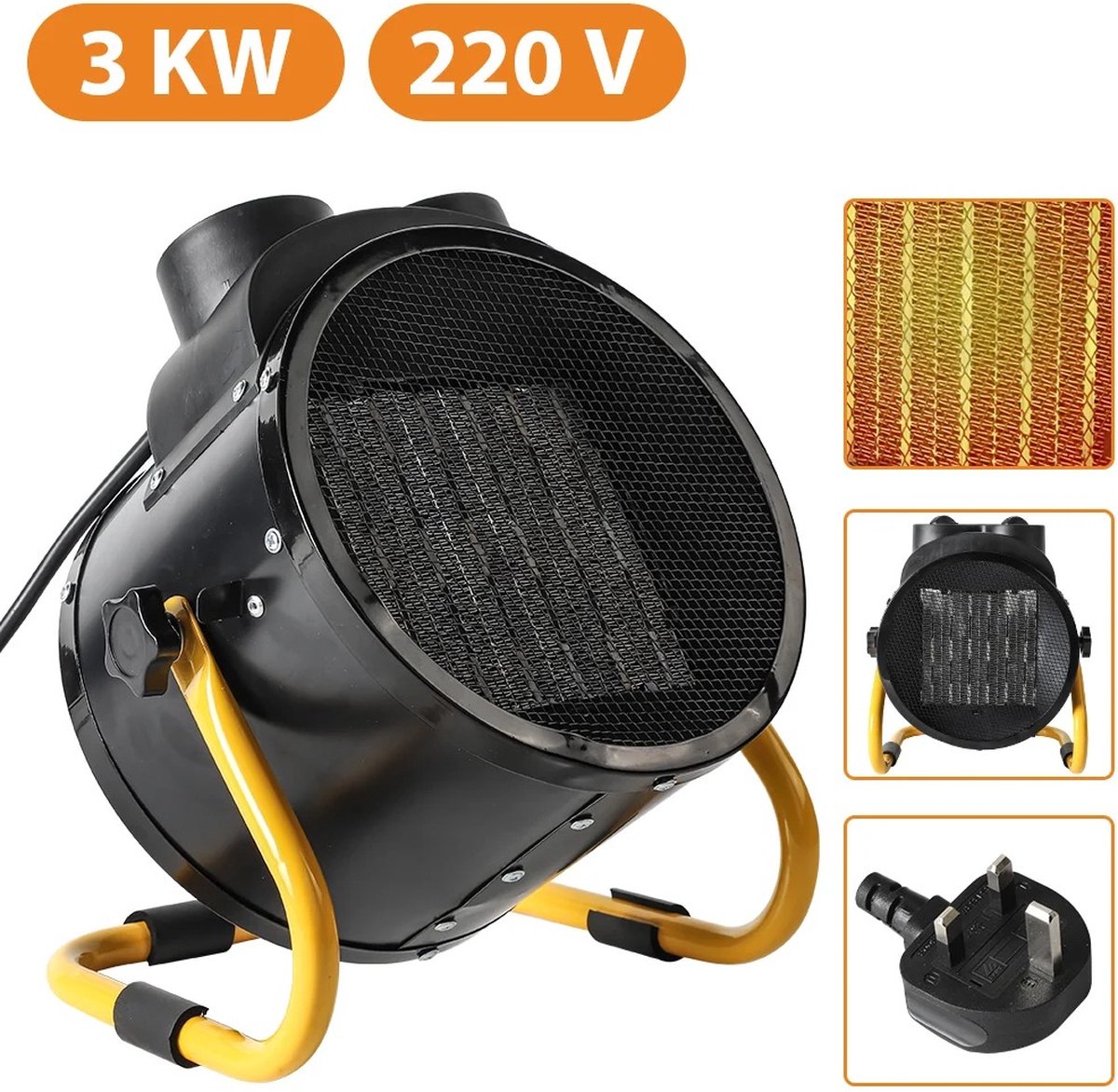 Home heater - 3kw - 220v - kamerverwarmer - draagbaar - 3 versnellingen - Kacheltje - elektrisch